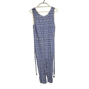 NWOT Talbots‎ Size 10 Blue White Geometric Shapes Ikat Sleeveless Jumpsuit